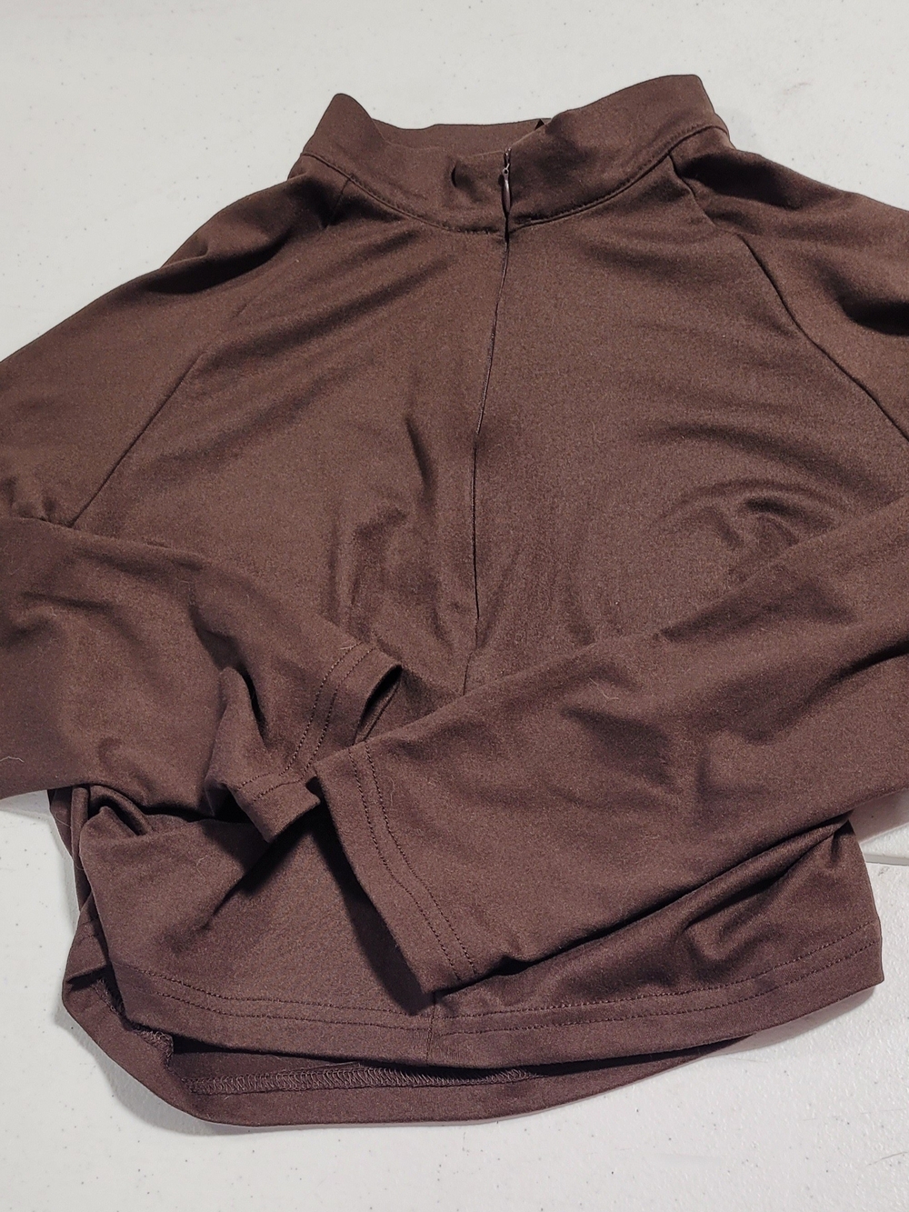 Kids Brown Long Sleeve Mock Neck Top